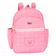 Bolsa Bebê Maternidade Mochila G Urso Menina Menino Passeio Cor Rosa