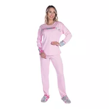 Pijama Adulto Peluciado Inverno Frio Longo Feminino Victory