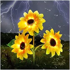 Luces Solares Para Jardin De Girasol, Led, 3 Unidades