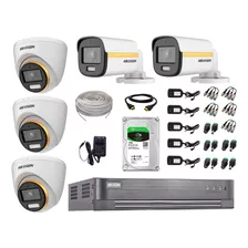 Cámaras Seguridad Kit 5 Hikvision 1080p Colorvu Noche Color