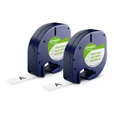 Kit 2 Fita Papel Compatível Dymo Letratag Lt-100 12mm Branca