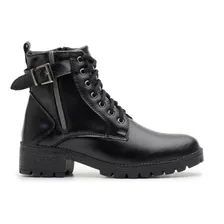 Bota Coturno Feminino Salto Groso Cano Curto Ziper Conforti