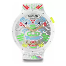 Reloj Swatch Dragon In Cloud Sb05z102 Color De La Correa Transparente Color Del Bisel Transparente Color Del Fondo Gris
