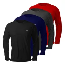 Kit 4 Camisetas Térmicas Masculina Segunda Pele Camisa Uv50