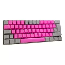 Teclado Mecanico 60% Anime Gris Y Rosa Rgb 62 Teclas Usb-c