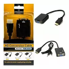 Cabo Conversor Adaptador Hdmi Macho Para Vga Fêmea Com Áudio