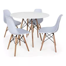 Kit Mesa Jantar Eiffel 120cm Branca +4 Cadeiras Eames Eiffel