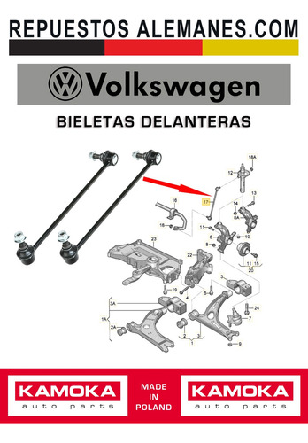Bieleta Delantera Volkswagen Golf Jetta Passat Tiguan (par) Foto 2
