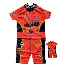 Fantasia Roupa Relâmpago Mcqueen Carros Piloto Infantil