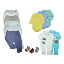 Kit Roupa De Bebê 15 Peças Enxoval Dia A Dia Menino Menina