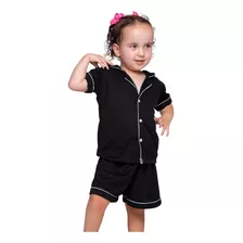 Pijama Infantil Menina Verão Americano Blusa Com Gola Short