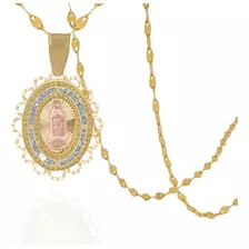 Medalla Virgen Guadalupe Y Cadena De Oro 10k Bautizo Bebe