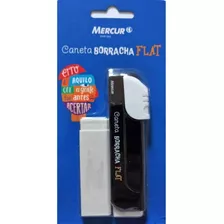 Caneta Borracha Flat + Refil Mercur Preto