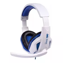 Fone De Ouvido Over-ear Gamer Knup Kp-396 Branco E Azul