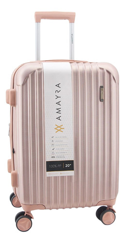 Valija Carry On Cabina Viaje 20 Pulgadas Abs Livana 4 Ruedas 360 Reforzada Amayra Color Oro Rosa Lisa