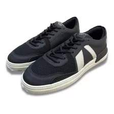 Tenis Masculino Preto Acostamento Couro Solado Alto Original