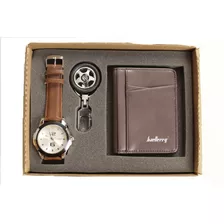 Set Regalo Hombre Reloj Elegante Cartera Llavero Rin Sport