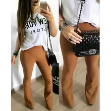 Calça Feminina Flare Bandagem Grossa Cintura Alta Legging