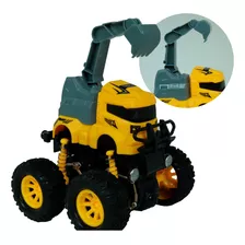 Carrinho Monster Truck Variados 4x4 Brinquedo Com Fricção Cor Escavadeira Amarela