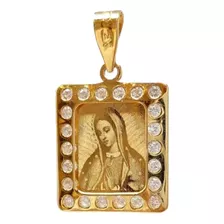 Medalla Oro Amarillo 10k Cuadrada Virgen De Guadalupe