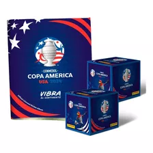 Kit Álbum Conmebol Copa America Usa 2024 Panini Tapa Blanda + 100 Sobres De Figuritas En Caja