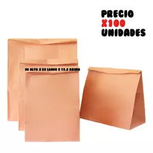 Bolsas De Papel Marron 20x12.5x30cm 100 Unidades