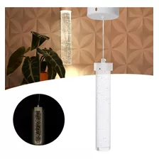 Lustre Pendente Led Cristal Redondo C/ Bolhas Neutro 8109 Cor Branco 110v/220v