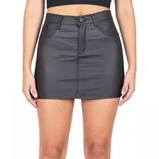 Pollera Engomada Mujer Clasica Negra Mini Falda Dama Moda