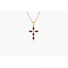 Colar Corrente Feminina Ouro Pingente Cruz Diamante Rubis 