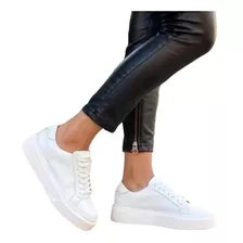 Zapato Zapatilla Mujer Blanca Sneaker Urbana Plataforma Moda