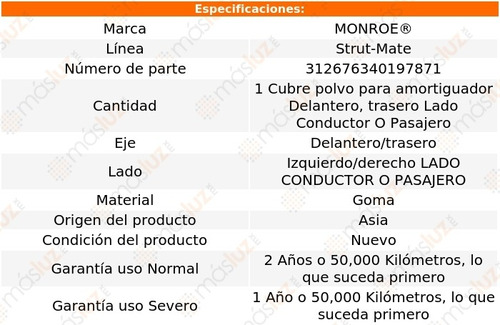 (1) Cubre Polvo Amortiguador Izq/der Del/tra Mr2 85/89 Foto 3