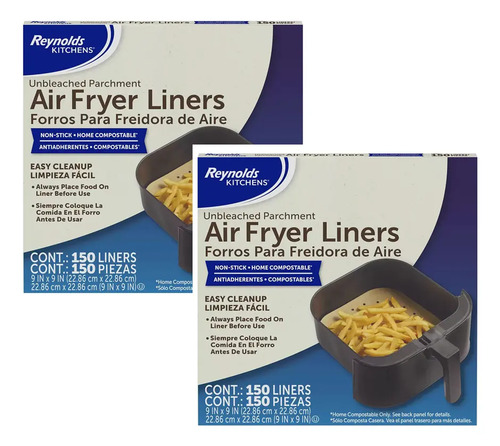 2 Pack Reynolds Protectores Para Air Fryer 150 Pzas Ctc