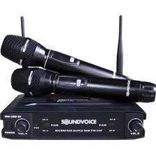 Microfone Duplo Sem Fio Uhf Soundvoice Mm-320 Recarregavel