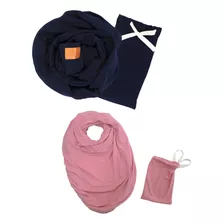 Set De Fular Portabebé Bami Azul Y Mascada Rosa