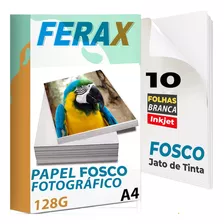 10 Folha Papel Fotográfico 128g A4 Matte Fosco Jato De Tinta Cor Branco