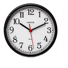 Relógio De Parede Nativo Quartz Redondo Com Borda Preta