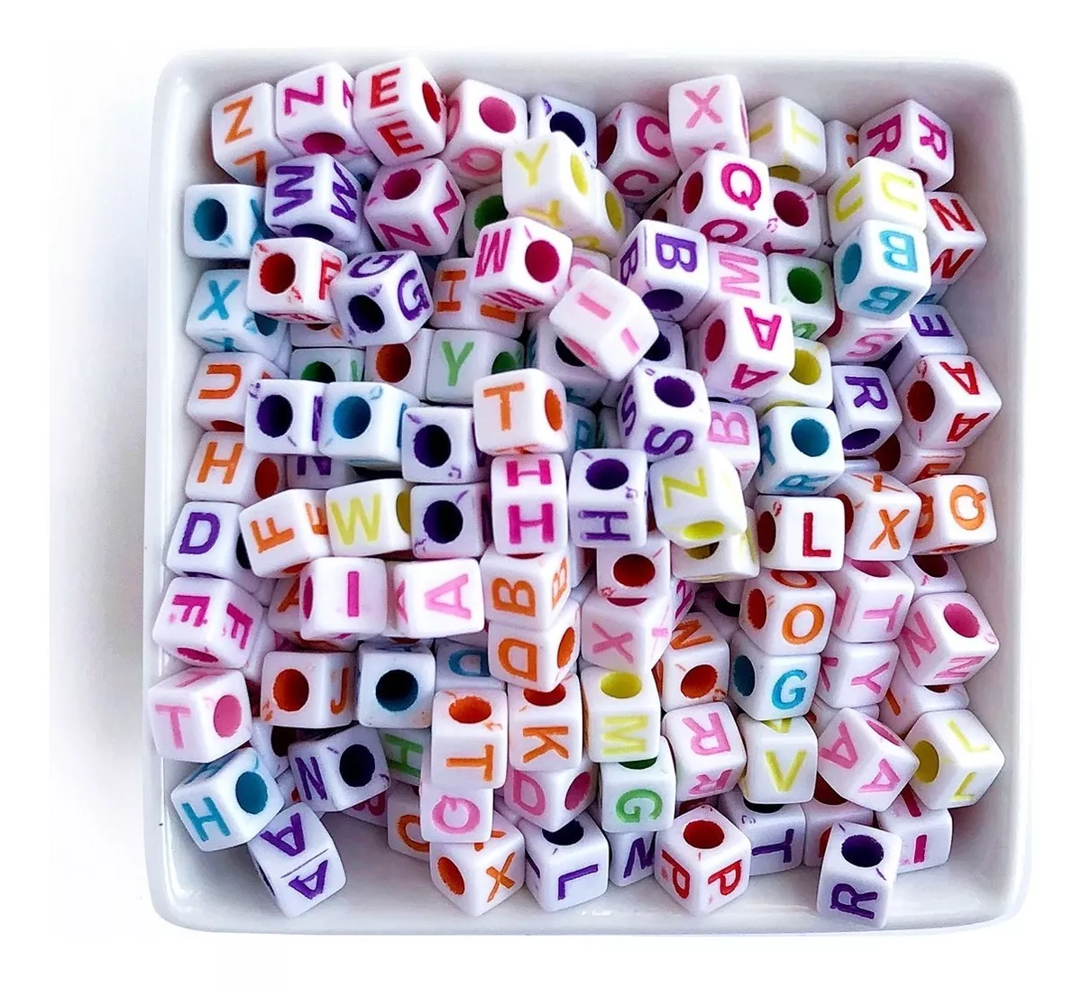 Miçanga Infantil Letras Coloridas Alfabeto Dado, 320 Pçs
