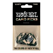 Ernie Ball Camo Picks Púas De Guitarra Delgada Camuflaje X12