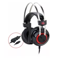 Fone De Ouvido Over-ear Gamer Redragon Talos H601 Preto E Vermelho Com Luz Led