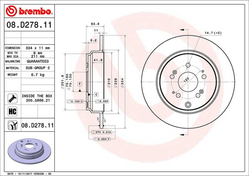 Disco De Freno / Honda Pilot Exl 2009 A 2011 Trasero Macizo Foto 2