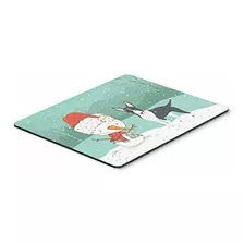 Negro Bull Terrier Muñeco De Nieve Navidad Mouse Pad, Hot P