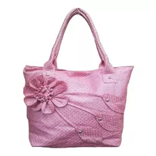 Bolsa Feminina Estilo Sacola Detalhe Flor Promoção Cores