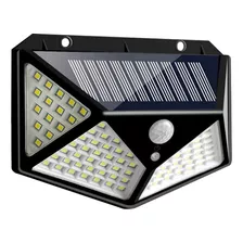 Foco Solar 100 Led Sensor Movimiento De Exterior Pared Color De La Carcasa Negro