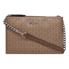 Bolsa Crossbody Guess Factory Cierre Cremallera Para Mujer Acabado De Los Herrajes Niquel Color Café Multi Correa De Hombro Chocolate Diseño De La Tela Liso