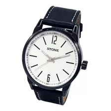 Reloj Stone Hombre Malla Cuero Clásico Garantia Megatime