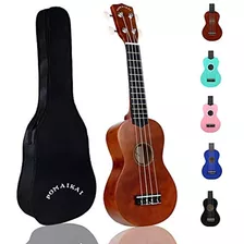 Pomaikai Ukelele Soprano De Madera Con Diseño De Arco Iris,