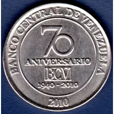 Moneda 50 Céntimos 2010 70 Aniversario Del Bcv