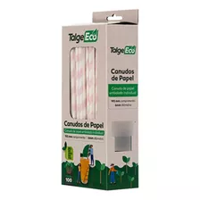 Canudo De Papel Biodegradavel Descartável C/100 Cor Vermelho