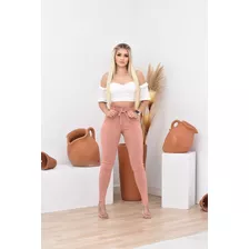 Calça Feminina Bengaline Cintura Alta Social Com Laço