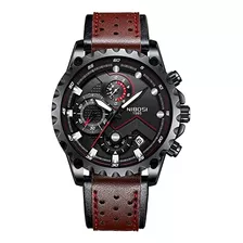 Nibosi Relojes De Hombre Moda Analógico Esfera Negra Correa 